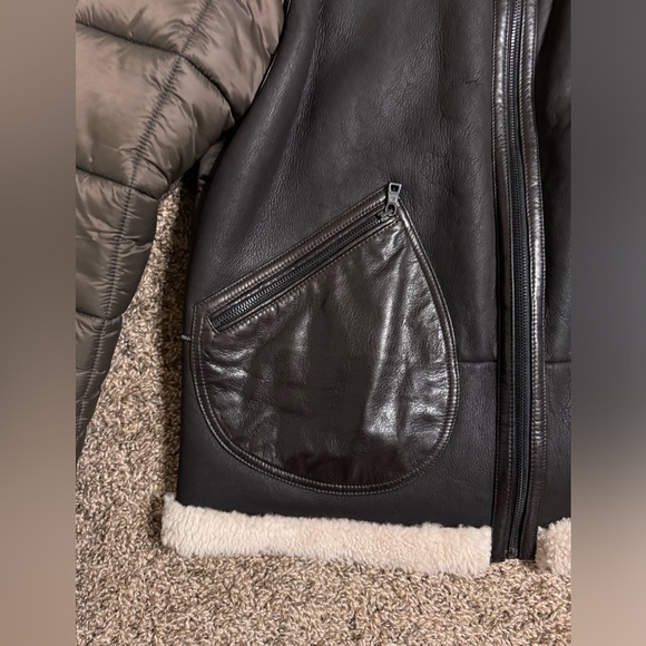 Emiliano Zapata Shearling & Leather Puffer Jacket Size 56 - Picture 7 of 15